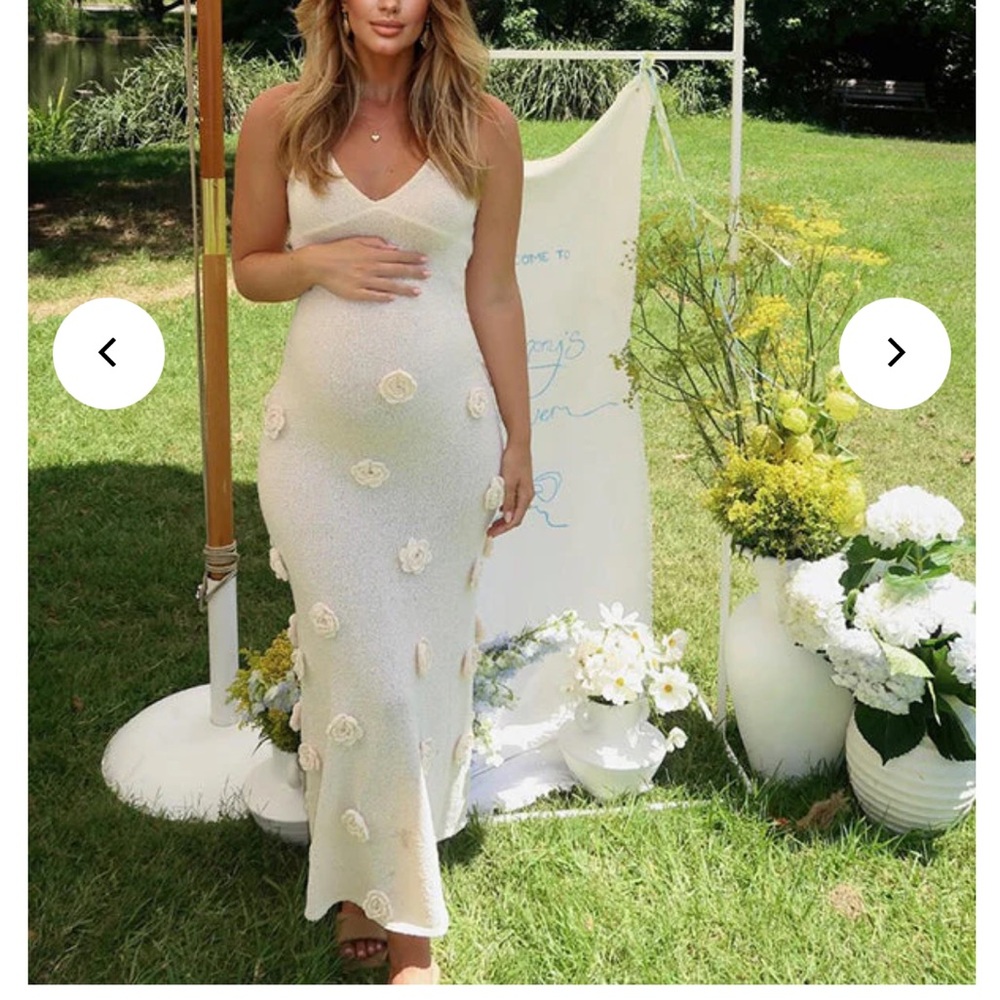 3D Flowers Crochet Mermaid Bodycon Elegant Maternity Maxi Dress